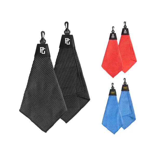 Tri-Fold Waffle Towel with Clip - Tri-Fold Waffle Towel with Clip - Image 0 of 3