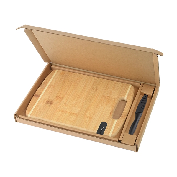 Bamboo Cutting Board with Knife and Sharpener Gift Set - Bamboo Cutting Board with Knife and Sharpener Gift Set - Image 3 of 8