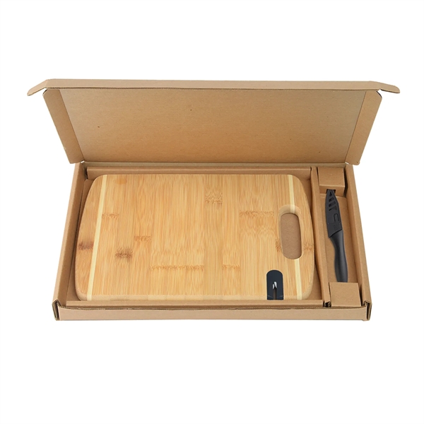 Bamboo Cutting Board with Knife and Sharpener Gift Set - Bamboo Cutting Board with Knife and Sharpener Gift Set - Image 4 of 8