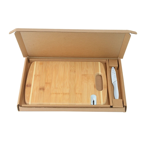 Bamboo Cutting Board with Knife and Sharpener Gift Set - Bamboo Cutting Board with Knife and Sharpener Gift Set - Image 6 of 8