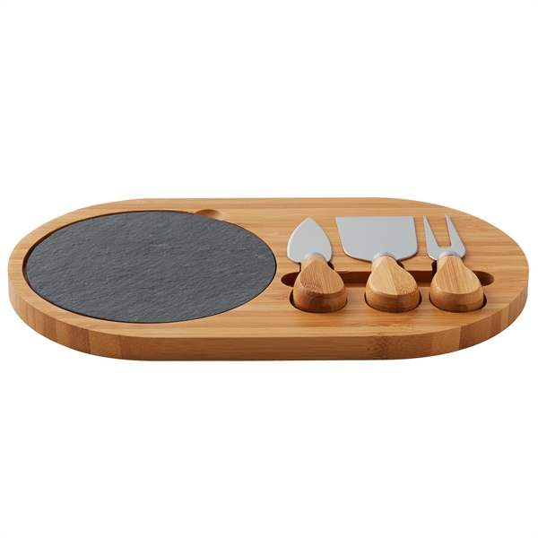 4 Piece Oval Slate Cheese Board Charcuterie Set - 4 Piece Oval Slate Cheese Board Charcuterie Set - Image 3 of 4