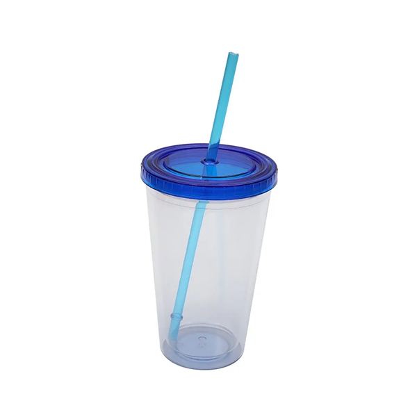 Clear Double Wall Tumbler with Straw - Clear Double Wall Tumbler with Straw - Image 2 of 6