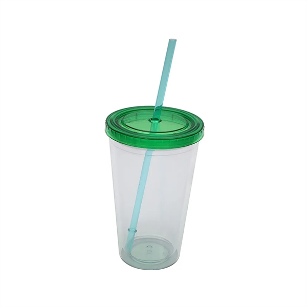 Clear Double Wall Tumbler with Straw - Clear Double Wall Tumbler with Straw - Image 4 of 6