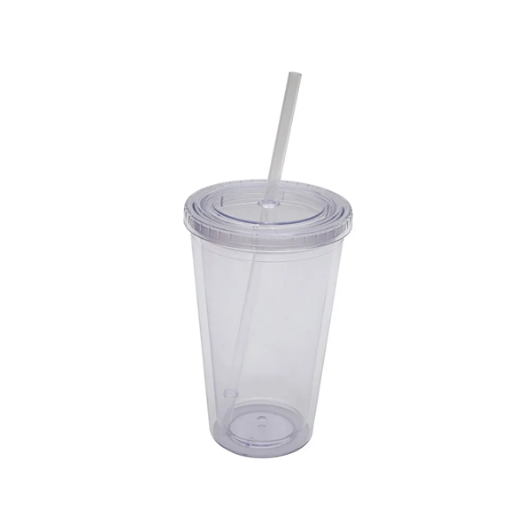 Clear Double Wall Tumbler with Straw - Clear Double Wall Tumbler with Straw - Image 6 of 6