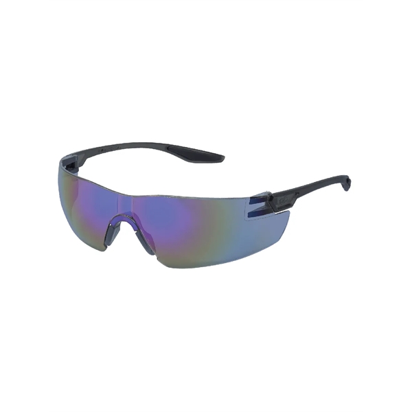 Discus™ Blue Mirror Lens, Frosted Black Frame Safety Glasses - Discus™ Blue Mirror Lens, Frosted Black Frame Safety Glasses - Image 0 of 3