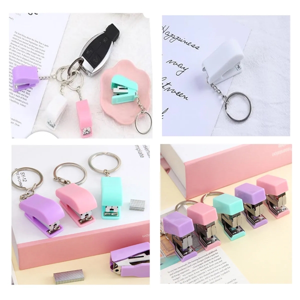 5 Sets Handheld Mini Cute Colorful Desk Keychain Stapler - 5 Sets Handheld Mini Cute Colorful Desk Keychain Stapler - Image 3 of 4