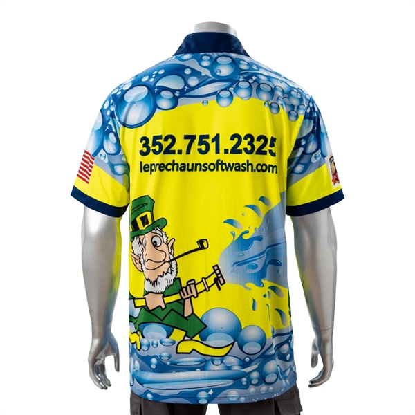 75D Milk Silk Fluorescent Digital Print Men's Polo - 5.3 oz - 75D Milk Silk Fluorescent Digital Print Men's Polo - 5.3 oz - Image 2 of 8