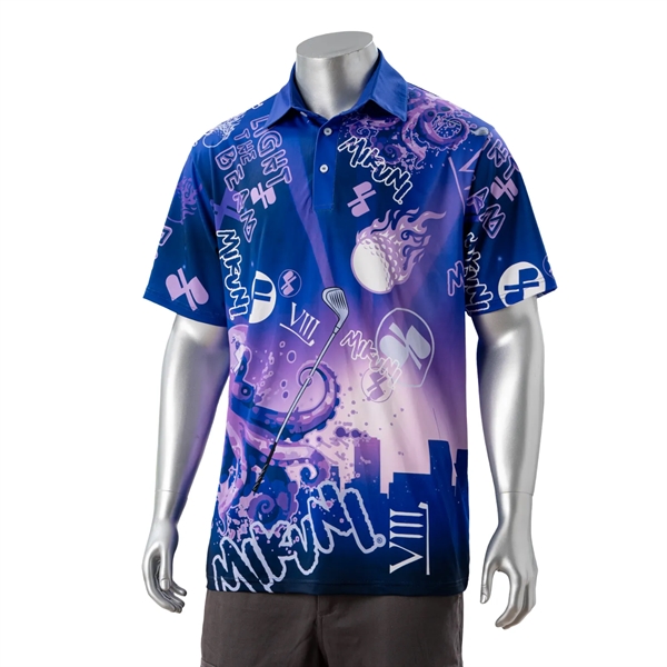75D Milk Silk Fluorescent Digital Print Men's Polo - 5.3 oz - 75D Milk Silk Fluorescent Digital Print Men's Polo - 5.3 oz - Image 4 of 8
