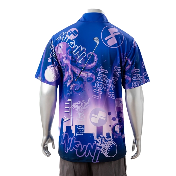 75D Milk Silk Fluorescent Digital Print Men's Polo - 5.3 oz - 75D Milk Silk Fluorescent Digital Print Men's Polo - 5.3 oz - Image 5 of 8