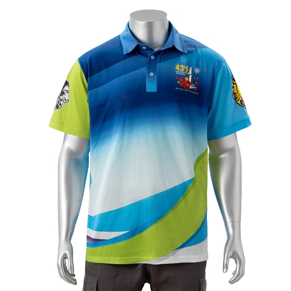 100% Cotton Full Color Pigmented Digital Print Men's Polo - 100% Cotton Full Color Pigmented Digital Print Men's Polo - Image 0 of 5