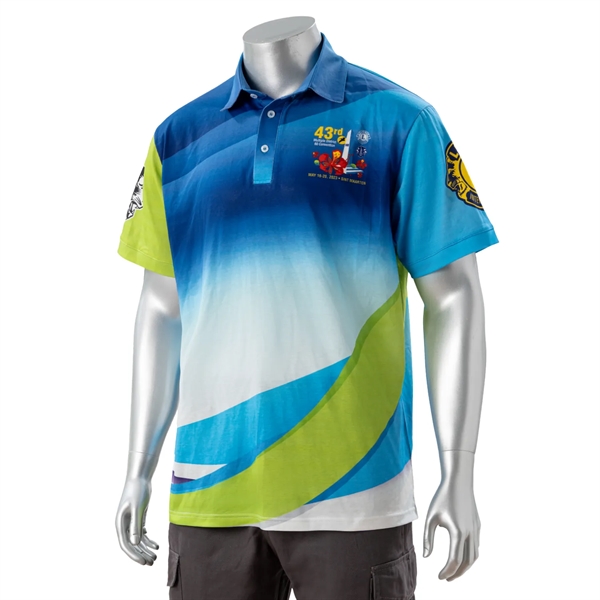 100% Cotton Full Color Pigmented Digital Print Men's Polo - 100% Cotton Full Color Pigmented Digital Print Men's Polo - Image 1 of 5