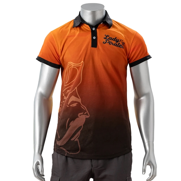 100% Cotton Full Color Pigmented Digital Print Men's Polo - 100% Cotton Full Color Pigmented Digital Print Men's Polo - Image 3 of 5