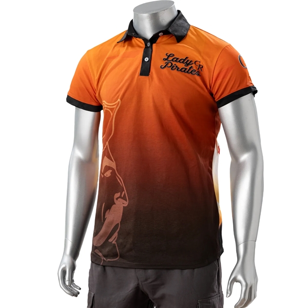 100% Cotton Full Color Pigmented Digital Print Men's Polo - 100% Cotton Full Color Pigmented Digital Print Men's Polo - Image 4 of 5