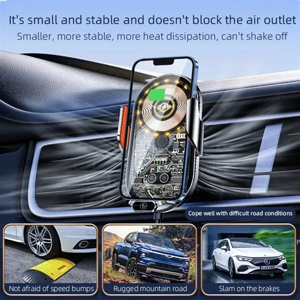 15W Wireless Car Charger Auto-Clamping Phone Holder - 15W Wireless Car Charger Auto-Clamping Phone Holder - Image 2 of 5