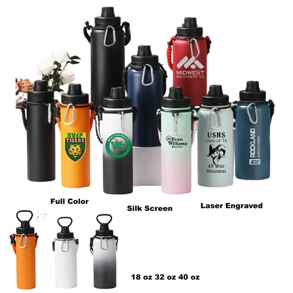 18/32/40 oz Sports Insulated Water Bottles Paracord Handle - 18/32/40 oz Sports Insulated Water Bottles Paracord Handle - Image 0 of 19