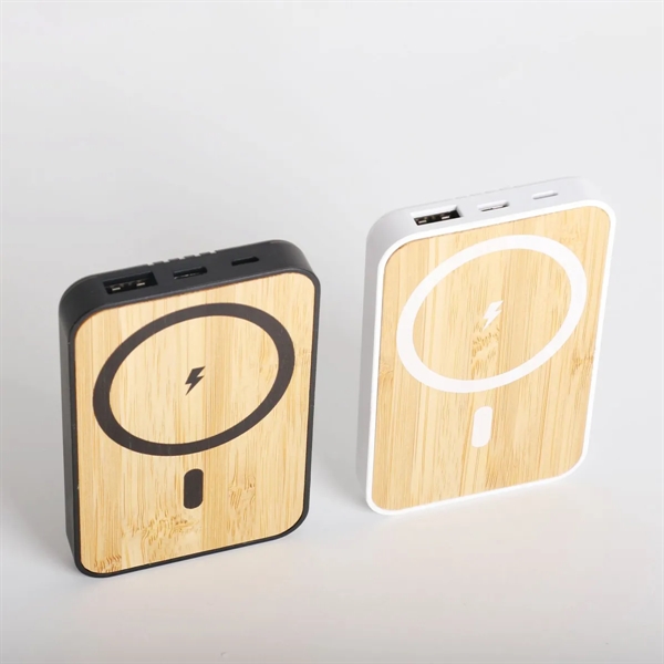 Bamboo USB Wireless Magnetic Charging Power Bank - Bamboo USB Wireless Magnetic Charging Power Bank - Image 1 of 2