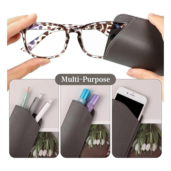 Soft Leather Eyeglass Cases Sunglasses Pouch - Soft Leather Eyeglass Cases Sunglasses Pouch - Image 2 of 3