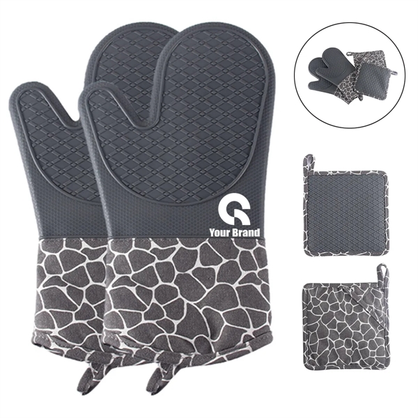 Soft Anti Slip Solid Silicone Oven Mitts And Pot Holders Set - Soft Anti Slip Solid Silicone Oven Mitts And Pot Holders Set - Image 0 of 3