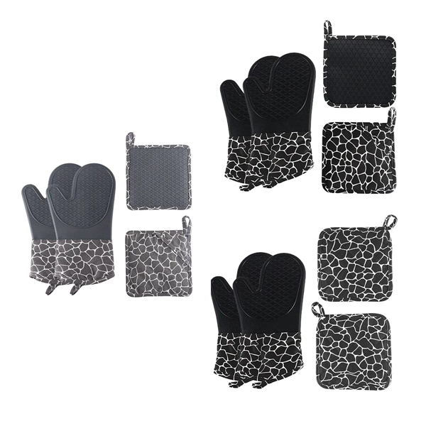 Soft Anti Slip Solid Silicone Oven Mitts And Pot Holders Set - Soft Anti Slip Solid Silicone Oven Mitts And Pot Holders Set - Image 3 of 3