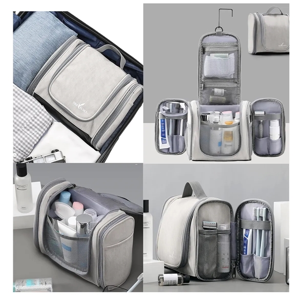 Pu Leather Hanging Travel Toiletry Bag All-Over Printing - Pu Leather Hanging Travel Toiletry Bag All-Over Printing - Image 3 of 4