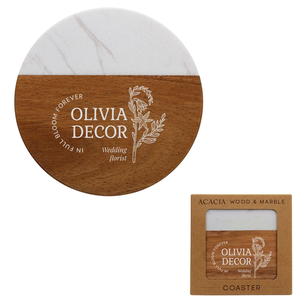 Acacia Wood & Marble Coasters - Acacia Wood & Marble Coasters - Image 0 of 0