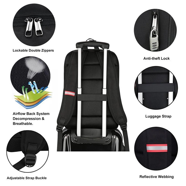 31L Anti Theft Business Travel Backpacks With Charging Port - 31L Anti Theft Business Travel Backpacks With Charging Port - Image 3 of 4