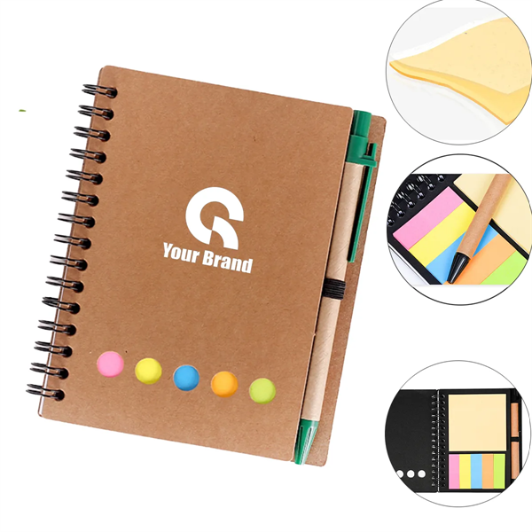 4 Packs Kraft Paper Spiral Notebook All-Over Printing - 4 Packs Kraft Paper Spiral Notebook All-Over Printing - Image 0 of 3