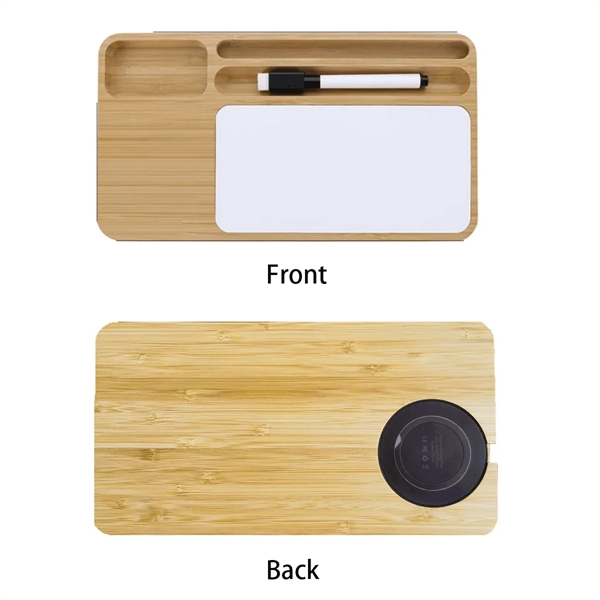 Bamboo 10W Wireless Charging Desk Organizer With Writing Pad - Bamboo 10W Wireless Charging Desk Organizer With Writing Pad - Image 2 of 2