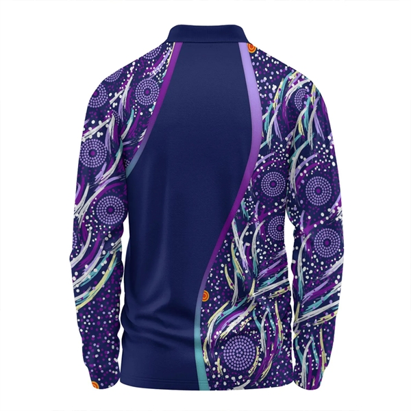 75D Fluorescent Digital Print Men's Long Sleeve Polo - 75D Fluorescent Digital Print Men's Long Sleeve Polo - Image 1 of 1
