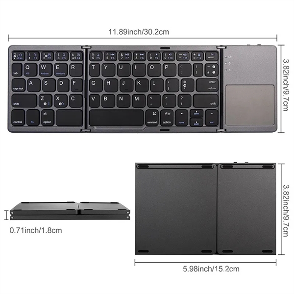 Foldable Bluetooth Keyboard With Touchpad - Foldable Bluetooth Keyboard With Touchpad - Image 3 of 4