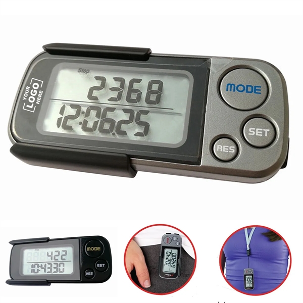 Walking 3D Pedometer with Clip and Strap - Walking 3D Pedometer with Clip and Strap - Image 0 of 3