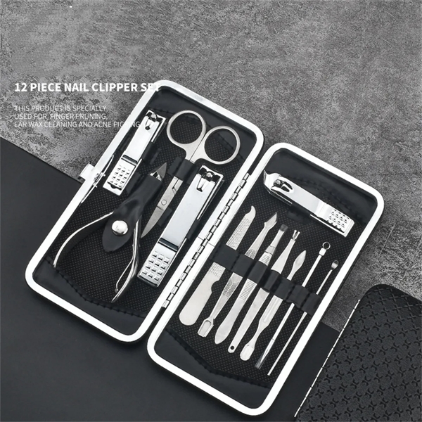 Manicure Pedicure Kit Nail Clippers 12pcs with Travel Case - Manicure Pedicure Kit Nail Clippers 12pcs with Travel Case - Image 1 of 4