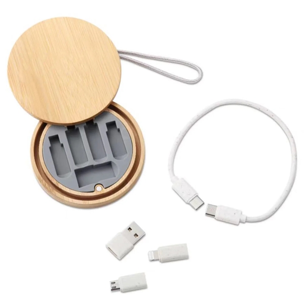 Bamboo Round Charging Cable Kit - Bamboo Round Charging Cable Kit - Image 1 of 3