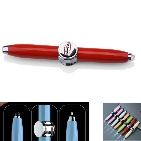 Multi-Function Ballpoint Pen Fidget Gyro Spinner LED Light - Multi-Function Ballpoint Pen Fidget Gyro Spinner LED Light - Image 0 of 5