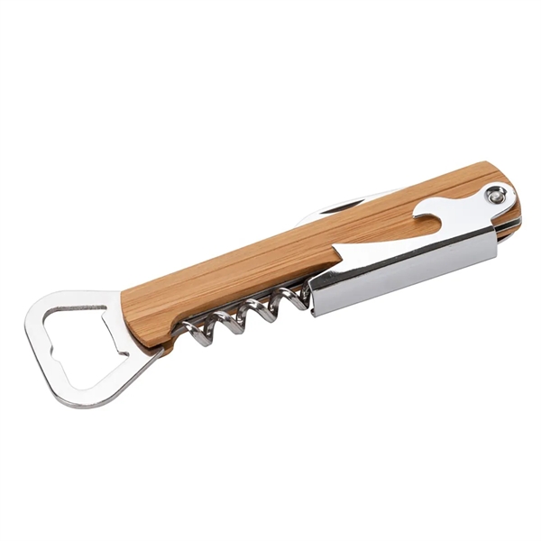 4 In 1 Multi-Function Bamboo Corkscrew Bar Tool Opener - 4 In 1 Multi-Function Bamboo Corkscrew Bar Tool Opener - Image 1 of 2