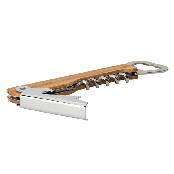 4 In 1 Multi-Function Bamboo Corkscrew Bar Tool Opener - 4 In 1 Multi-Function Bamboo Corkscrew Bar Tool Opener - Image 2 of 2