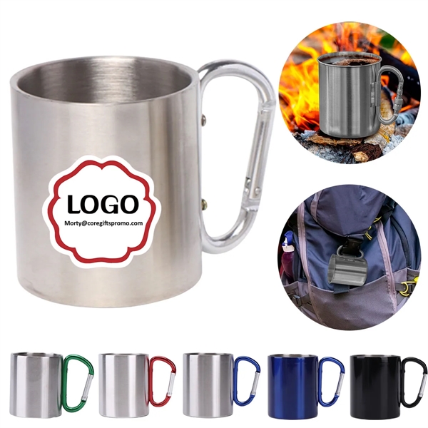 Stainless Steel Mug With Carabiner Hook - Stainless Steel Mug With Carabiner Hook - Image 0 of 4