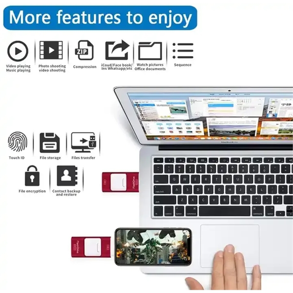 64GB 3 In 1 OTG USB Flash Drive For Phone Android Computer - 64GB 3 In 1 OTG USB Flash Drive For Phone Android Computer - Image 10 of 14