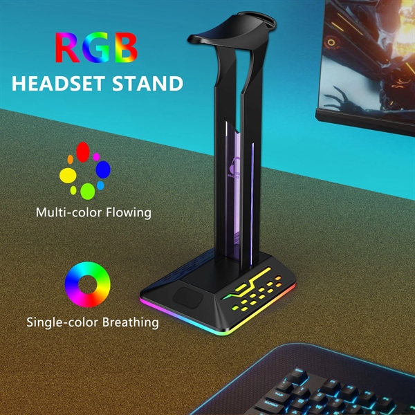 Headphones Stand with 2 USB Ports RGB Lighted - Headphones Stand with 2 USB Ports RGB Lighted - Image 4 of 6