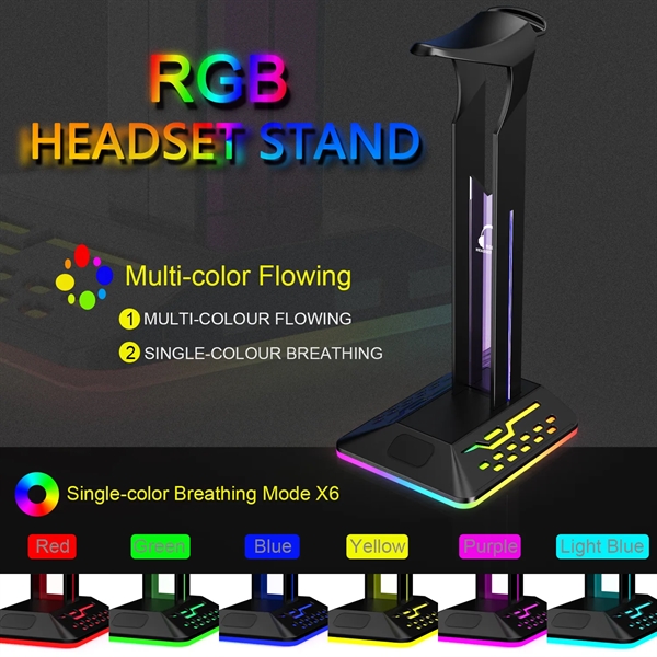 Headphones Stand with 2 USB Ports RGB Lighted - Headphones Stand with 2 USB Ports RGB Lighted - Image 5 of 6