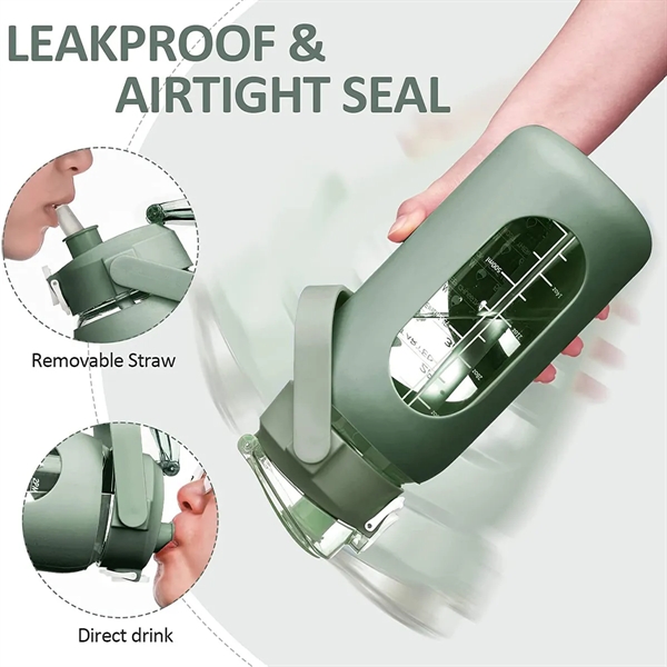 32oz Motivational Glass Water Bottle with Straw Handle - 32oz Motivational Glass Water Bottle with Straw Handle - Image 3 of 4