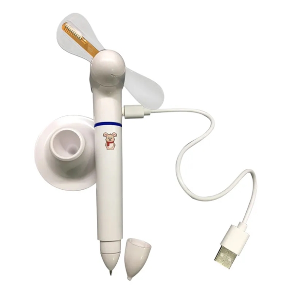 Usb Led Flashing Mini Fan With Ballpoint Pen - Usb Led Flashing Mini Fan With Ballpoint Pen - Image 0 of 3