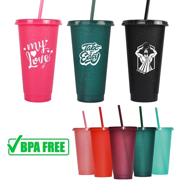 24oz Tumbler with Straw &Lid Reusable Plastic Cups For Party - 24oz Tumbler with Straw &Lid Reusable Plastic Cups For Party - Image 0 of 12