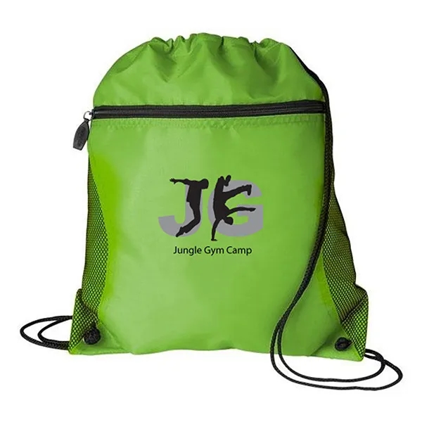 Mesh Pocket Drawstring Backpack 210D - Mesh Pocket Drawstring Backpack 210D - Image 0 of 6