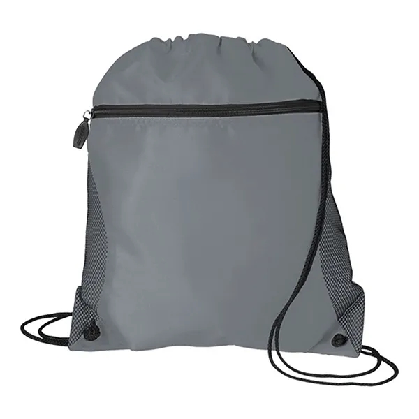 Mesh Pocket Drawstring Backpack 210D - Mesh Pocket Drawstring Backpack 210D - Image 2 of 6