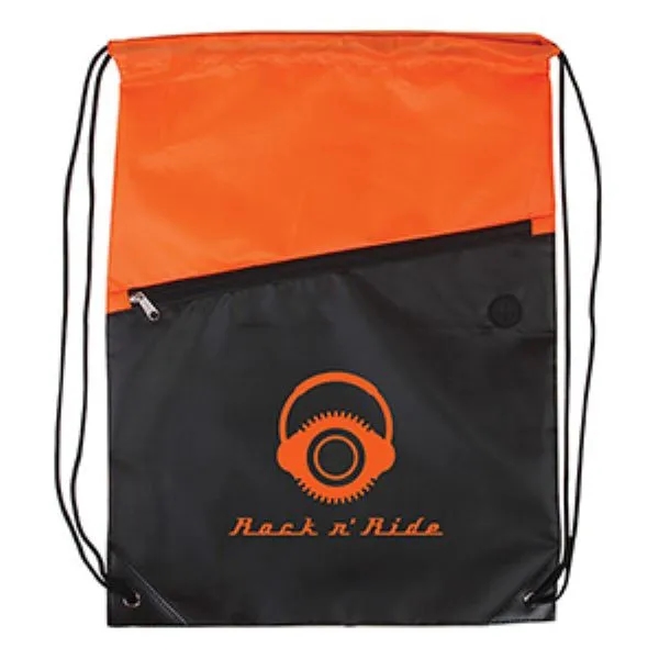 Two-Tone Drawstring Backpack With Zipper 210D - Two-Tone Drawstring Backpack With Zipper 210D - Image 0 of 3