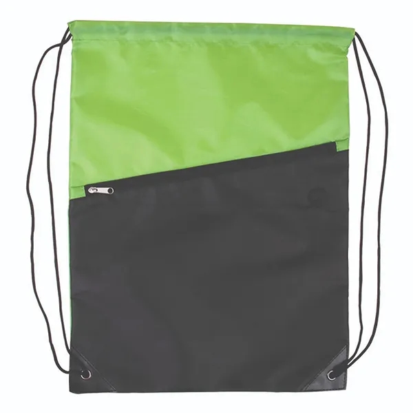 Two-Tone Drawstring Backpack With Zipper 210D - Two-Tone Drawstring Backpack With Zipper 210D - Image 1 of 3