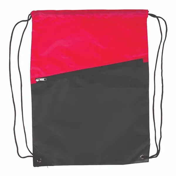 Two-Tone Drawstring Backpack With Zipper 210D - Two-Tone Drawstring Backpack With Zipper 210D - Image 2 of 3