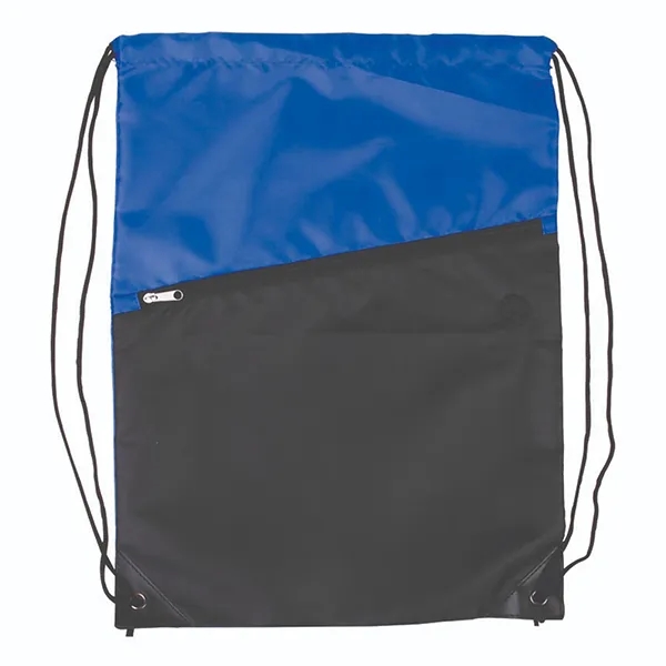 Two-Tone Drawstring Backpack With Zipper 210D - Two-Tone Drawstring Backpack With Zipper 210D - Image 3 of 3