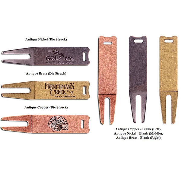 Classic Bent Fork Divot Tool with Die Struck Imprint - Classic Bent Fork Divot Tool with Die Struck Imprint - Image 0 of 7